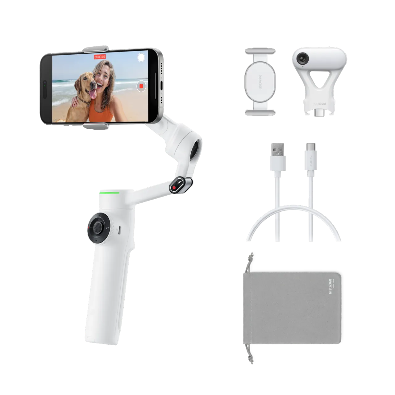 Insta360 Flow 2 White AI Tracker Bundle
